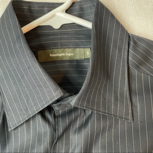 Ermenegildo Zegna Men's Black with Brown Striped Button Down Shirt Size Small - Picture 4 of 5